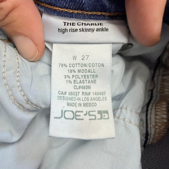 Joe's Jeans Women’s The Charlie High Rise Skinny Ankle Blue Denim Size 27 Fray - Picture 3 of 9